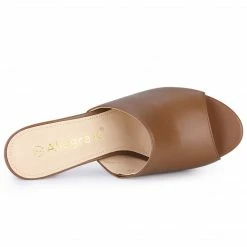 Allegra K Women's Slip On Block Heel Slide Sandals