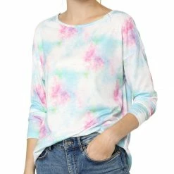 Allegra K Women's Spring Colorful Long Sleeve Colorblock Print Tops Tie-Dye T-Shirts 22 Allegra K Women's Spring Colorful Long Sleeve Colorblock Print Tops Tie-Dye T-Shirts