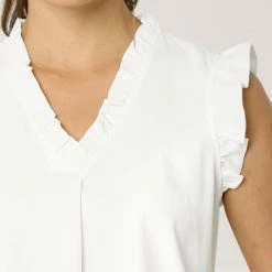 Allegra K Women's Ruffled Sleeveless Vintage Blouses Tops