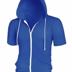 Allegra K Men's Hoodies Solid Color Zip Up Short Sleeve Jackets With Hood 35 Allegra K Men's Hoodies Solid Color Zip Up Short Sleeve Jackets With Hood