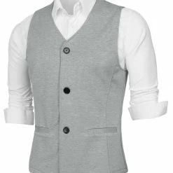 Allegra K Men's V Neck Sleeveless Two Pockets Button Down Solid Color Vest 45 Allegra K Men's V Neck Sleeveless Two Pockets Button Down Solid Color Vest