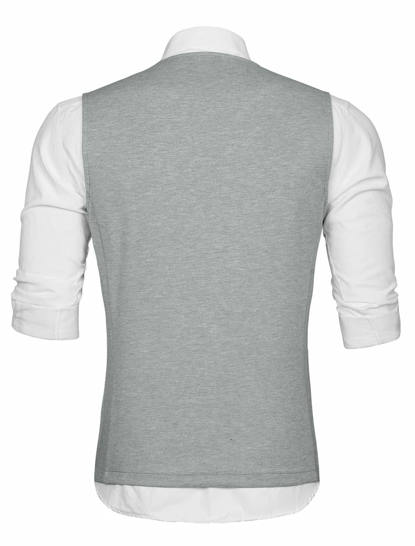 Allegra K Men's V Neck Sleeveless Two Pockets Button Down Solid Color Vest 19 Allegra K Men's V Neck Sleeveless Two Pockets Button Down Solid Color Vest