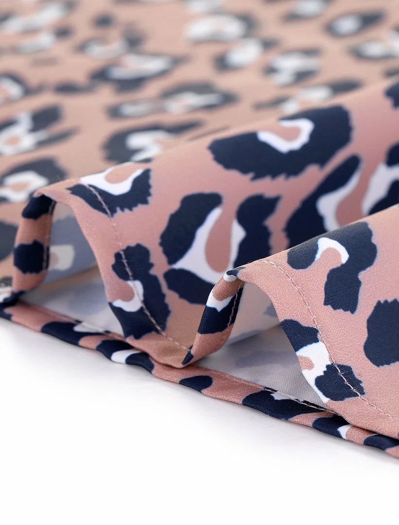 Allegra K Women's Leopard Tie Waist Puff Sleeves V Neck A-Line Dress 14 Allegra K Women's Leopard Tie Waist Puff Sleeves V Neck A-Line Dress