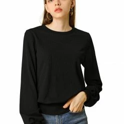 Allegra K Ribbed Pullover Sweater With Lantern Sleeves Women 71 Allegra K Ribbed Pullover Sweater With Lantern Sleeves Women