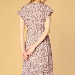 Allegra K Women's Floral Ruffle Trim Cuff V Neck Self Belt Midi Wrap Dress 31 Allegra K Women's Floral Ruffle Trim Cuff V Neck Self Belt Midi Wrap Dress