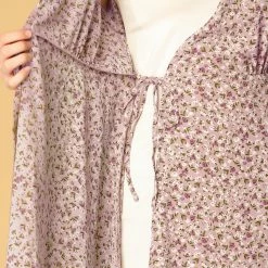 Allegra K Women's Floral Ruffle Trim Cuff V Neck Self Belt Midi Wrap Dress 32 Allegra K Women's Floral Ruffle Trim Cuff V Neck Self Belt Midi Wrap Dress