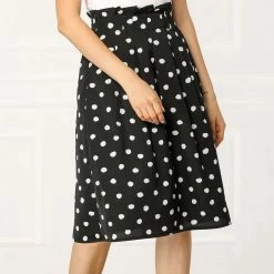 Allegra K Women's Belted Elastic Waist Vintage A-Line Midi Skirt