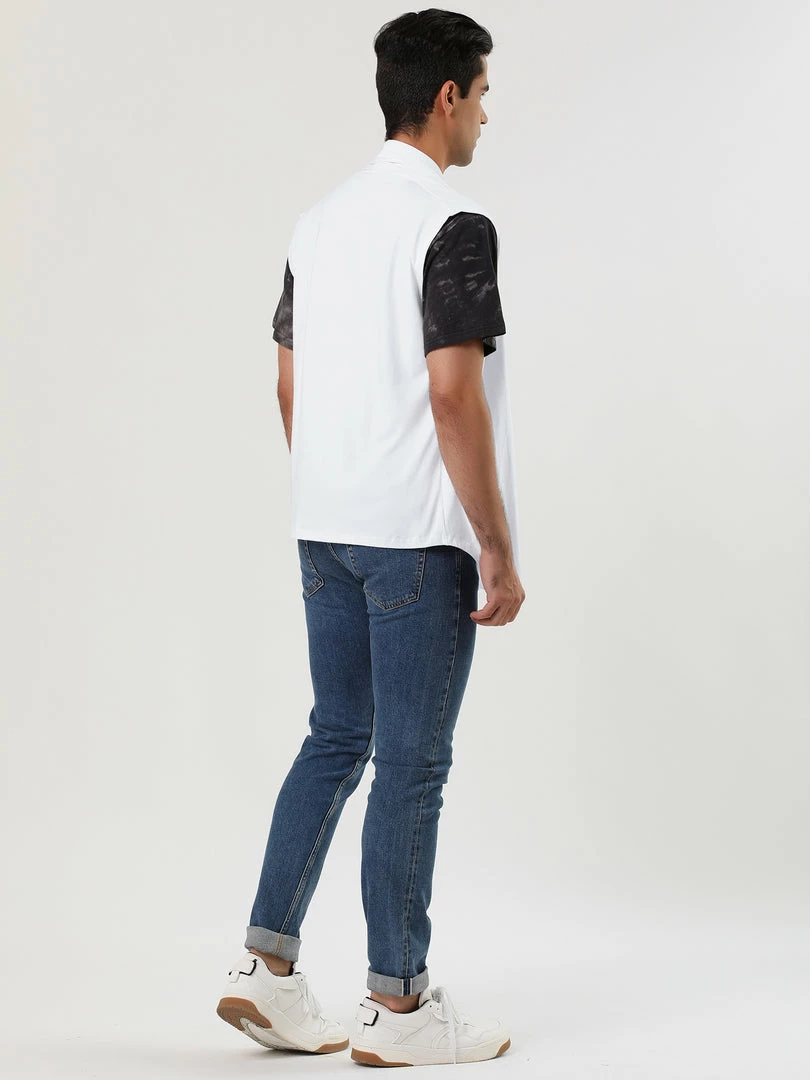 Allegra K Men Casual Open Front Sleeveless Irregular Hem Cardigan Vest With No Button 28 Allegra K Men Casual Open Front Sleeveless Irregular Hem Cardigan Vest With No Button