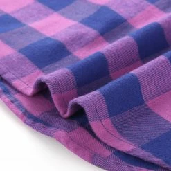 Allegra K Women's Long Sleeve Stand Collar Cotton Blouse Plaid Shirt