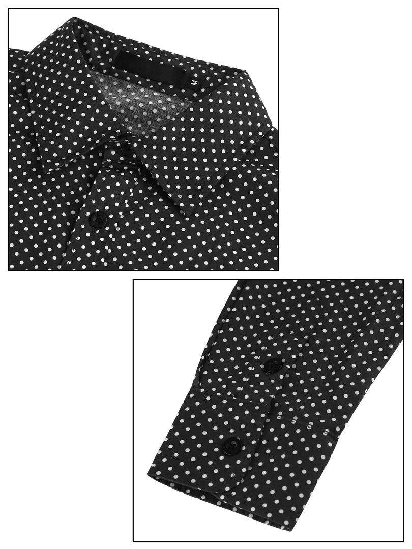 Allegra K Men's Shirts Long Sleeve Polka Dots Prints Slim Fit Button Up Casual Shirt 13 Allegra K Men's Shirts Long Sleeve Polka Dots Prints Slim Fit Button Up Casual Shirt