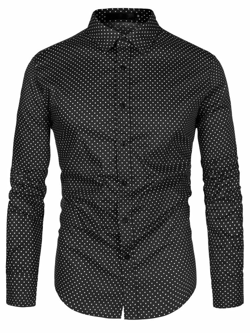 Allegra K Men's Shirts Long Sleeve Polka Dots Prints Slim Fit Button Up Casual Shirt 9 Allegra K Men's Shirts Long Sleeve Polka Dots Prints Slim Fit Button Up Casual Shirt