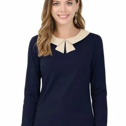 Allegra K Women's Elegant Collar Long Sleeves Work Office Blouse Top