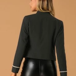 Allegra K Women's 1960 Vintage Steampunk Open Front Button Decor Casual Jacket