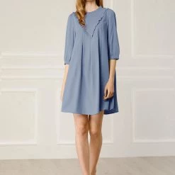 Allegra K Women's Ruffle Casual Round Neck Loose Shift Tunic Dresses T Shirt Dress