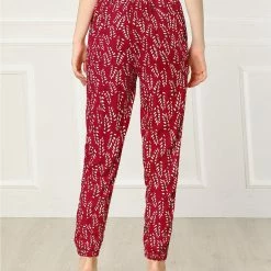 Allegra K Women's Floral Elastic Waist Side Pockets Palazzo Lounge Pants