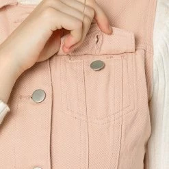 Allegra K Women's Washed Denim Buttoned Vest W Flap Pockets