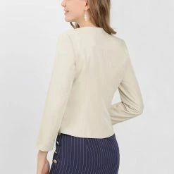 Allegra K Women's Work Office Open Front Zipper Collarless Cropped Blazer 84 Allegra K Women's Work Office Open Front Zipper Collarless Cropped Blazer