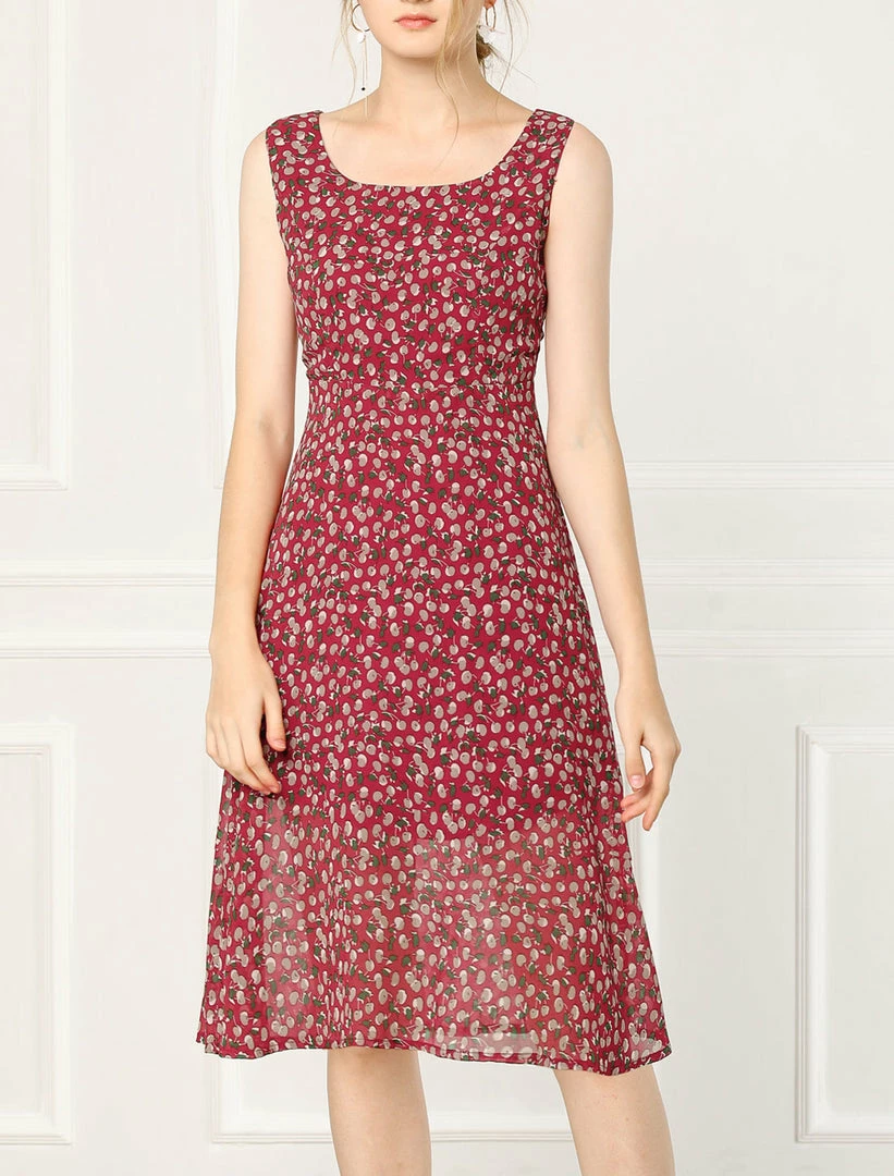 Allegra K Women's Sleeveless Casual Retro Summer Square Neck Print Chiffon Floral Dress 28 Allegra K Women's Sleeveless Casual Retro Summer Square Neck Print Chiffon Floral Dress