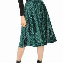 Allegra K Women's Elegant Office Elastic Waist Velvet A-Line Midi Skirt 23 Allegra K Women's Elegant Office Elastic Waist Velvet A-Line Midi Skirt