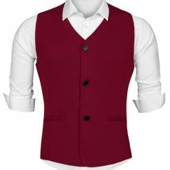 Allegra K Men's V Neck Sleeveless Two Pockets Button Down Solid Color Vest 38 Allegra K Men's V Neck Sleeveless Two Pockets Button Down Solid Color Vest