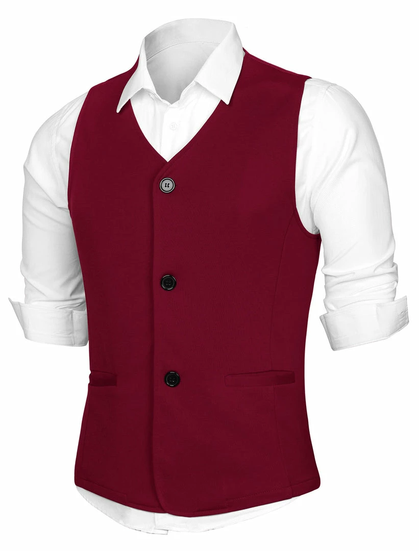Allegra K Men's V Neck Sleeveless Two Pockets Button Down Solid Color Vest 12 Allegra K Men's V Neck Sleeveless Two Pockets Button Down Solid Color Vest