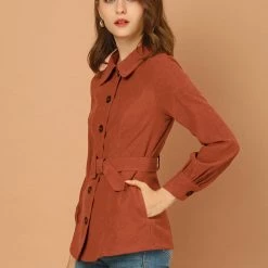 Allegra K Women's Retro Turndown Collar Lantern Sleeve Coat With Belt 22 Allegra K Women's Retro Turndown Collar Lantern Sleeve Coat With Belt