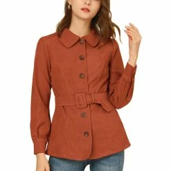 Allegra K Women's Retro Turndown Collar Lantern Sleeve Coat With Belt 20 Allegra K Women's Retro Turndown Collar Lantern Sleeve Coat With Belt