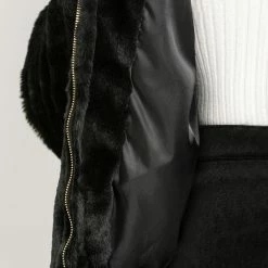 Allegra K Women's Winter Zipper Front Coat Shawl Collar Faux Fur Fluffy Jacket