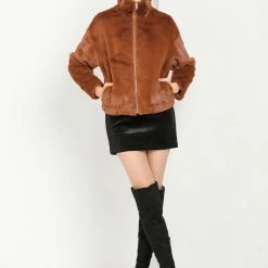 Allegra K Women's Winter Zipper Front Coat Shawl Collar Faux Fur Fluffy Jacket