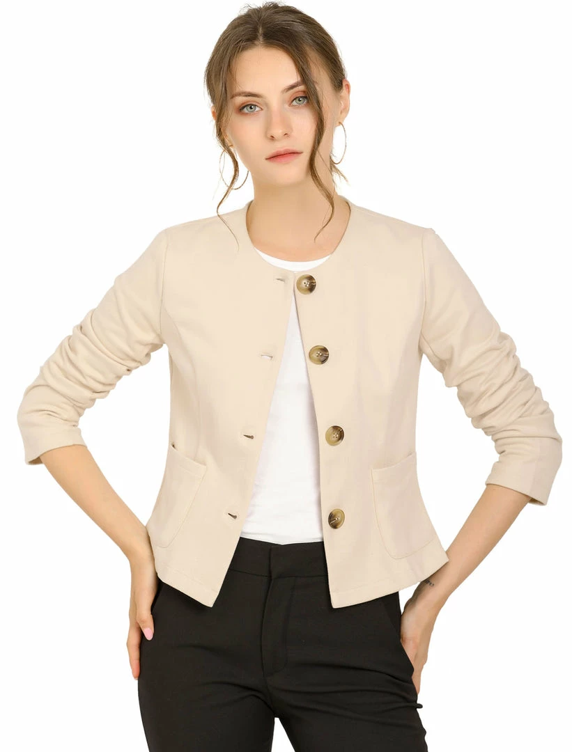 Allegra K Women's Casual Fall Button Front Elegant Work Office Blazer Jacket 9 Allegra K Women's Casual Fall Button Front Elegant Work Office Blazer Jacket