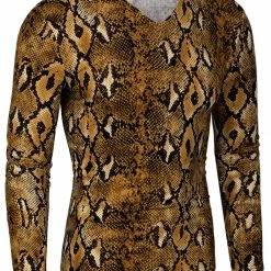 Allegra K Men's Vintage Leopard Printed Top Lightweight Slim Fit Long Sleeves Pullover T Shirt