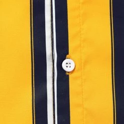 Allegra K Men's Summer Striped Shirts Short Sleeves Button Down Beach Color Block Shirt