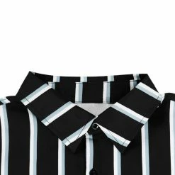 Allegra K Men's Summer Striped Shirts Short Sleeves Button Down Beach Color Block Shirt