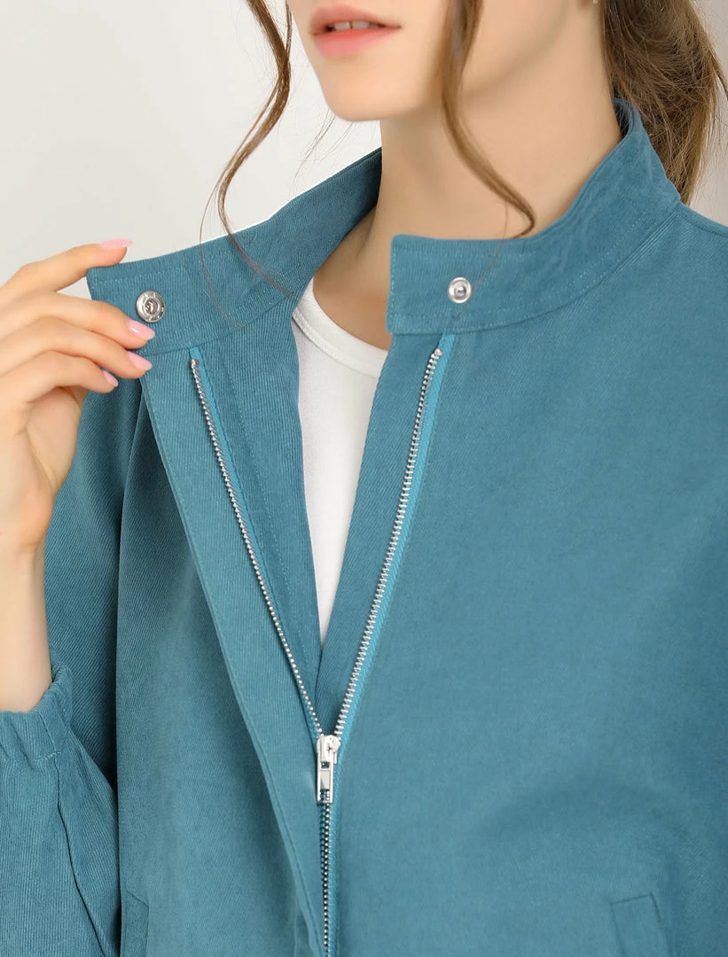 Allegra K Women's Faux Suede Stand Collar Concealed Placket Pockets Short Bomber Jacket 14 Allegra K Women's Faux Suede Stand Collar Concealed Placket Pockets Short Bomber Jacket