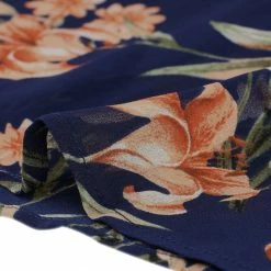 Allegra K Long Sleeve Ruffle Collar Button Down Floral Shirt