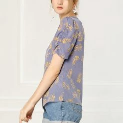 Allegra K Women's Floral Blouse Crew Neck Summer Casual Shirred Short Sleeve Top 55 Allegra K Women's Floral Blouse Crew Neck Summer Casual Shirred Short Sleeve Top
