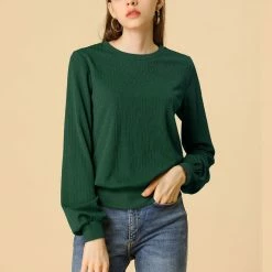 Allegra K Ribbed Pullover Sweater With Lantern Sleeves Women 101 Allegra K Ribbed Pullover Sweater With Lantern Sleeves Women