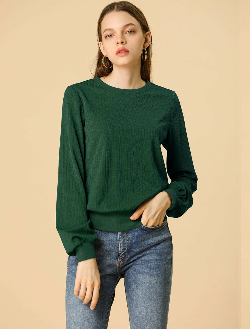 Allegra K Ribbed Pullover Sweater With Lantern Sleeves Women 35 Allegra K Ribbed Pullover Sweater With Lantern Sleeves Women