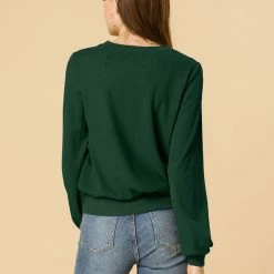 Allegra K Ribbed Pullover Sweater With Lantern Sleeves Women 104 Allegra K Ribbed Pullover Sweater With Lantern Sleeves Women