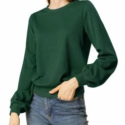 Allegra K Ribbed Pullover Sweater With Lantern Sleeves Women 100 Allegra K Ribbed Pullover Sweater With Lantern Sleeves Women