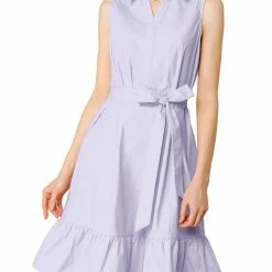 Allegra K Women's Cotton Dresses Casual Ruffled Sleeveless Vintage Shirt Dress With Belt