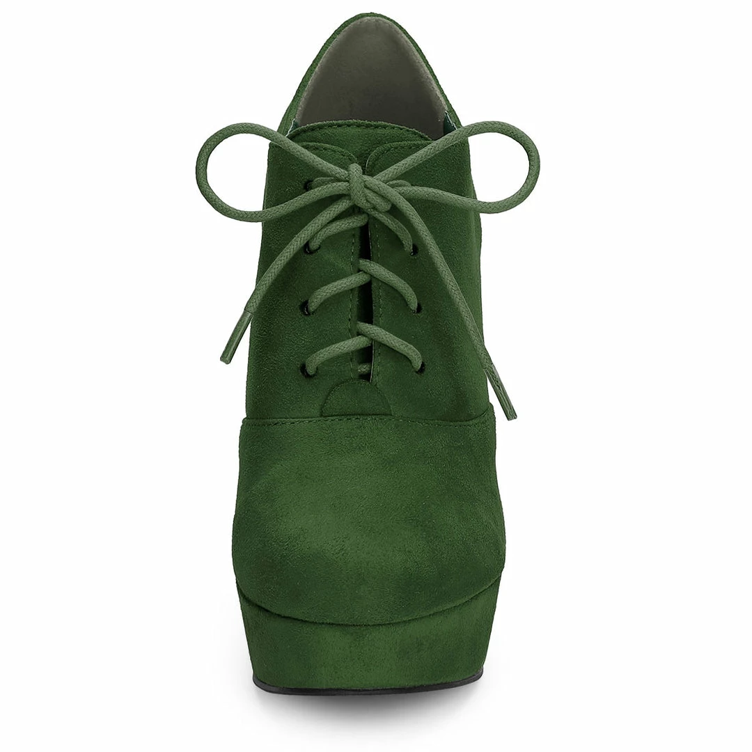 Allegra K Shoes Women's Platform Chunky Heel Lace Up Booties 18 Allegra K Shoes Women's Platform Chunky Heel Lace Up Booties