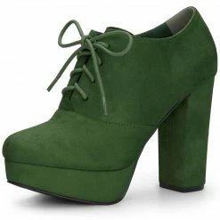 Allegra K Shoes Women's Platform Chunky Heel Lace Up Booties 64 Allegra K Shoes Women's Platform Chunky Heel Lace Up Booties