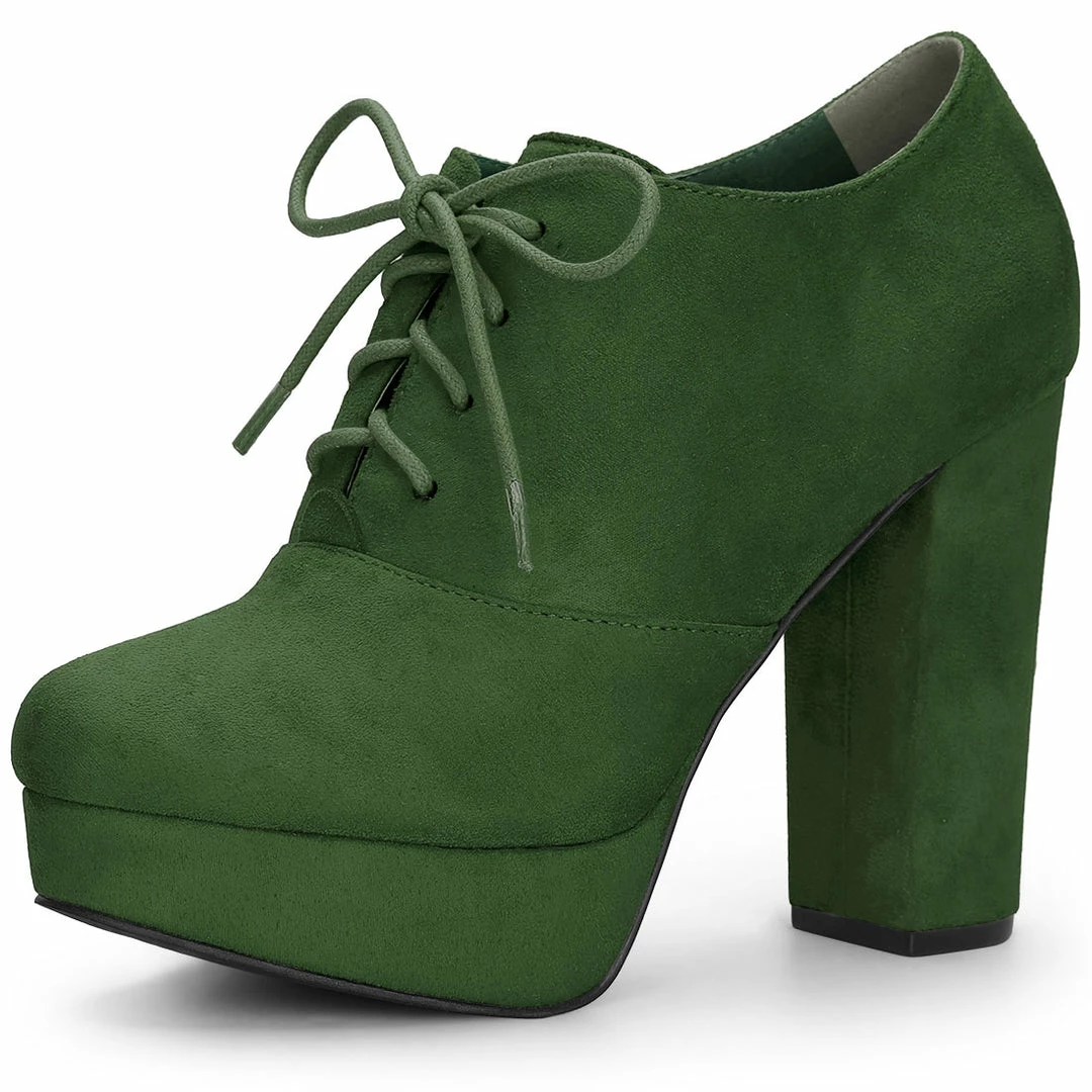 Allegra K Shoes Women's Platform Chunky Heel Lace Up Booties 17 Allegra K Shoes Women's Platform Chunky Heel Lace Up Booties