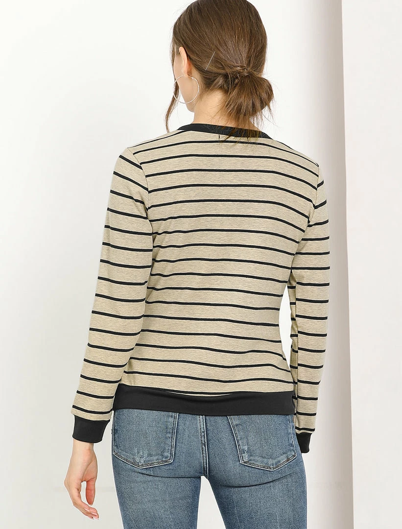 Allegra K Women's Work Contrast Stripe Knitted Top Crew Neck Bow Tie Blouse 19 Allegra K Women's Work Contrast Stripe Knitted Top Crew Neck Bow Tie Blouse