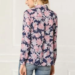 Women Allegra K Floral Printed Button Down Shirts Long Sleeves Vintage Top 20 Women Allegra K Floral Printed Button Down Shirts Long Sleeves Vintage Top