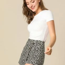 Allegra K Women's Leopard Wrap Skorts High Waist Faux Suede Skirt Shorts 23 Allegra K Women's Leopard Wrap Skorts High Waist Faux Suede Skirt Shorts