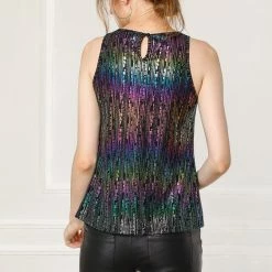 Allegra K Shiny Shimmer Tank Top