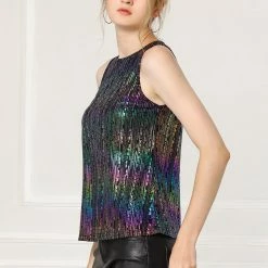 Allegra K Shiny Shimmer Tank Top