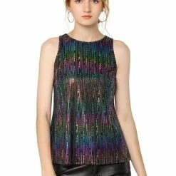 Allegra K Shiny Shimmer Tank Top